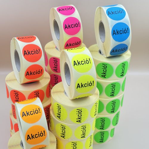 38mm körcímke - neon narancs AKCIÓ nyomat 1000db/40gy