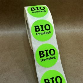 38mm körcímke - ALLERGÉN címke neon zöld -BIO nyomat