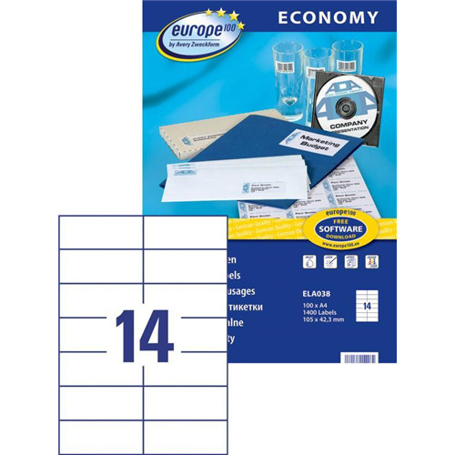 Avery Europe100 univerzális etikett 105x42,3mm - ELA038