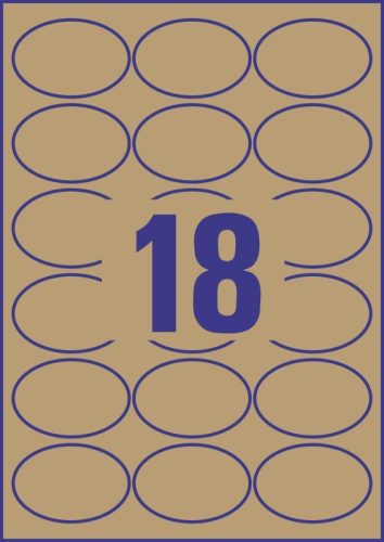 Avery újrahasznosított natúr címke ovális barna 63,5x42,3mm - L7103-25