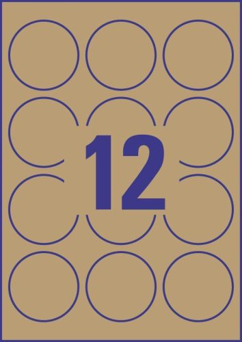 Avery újrahasznosított natúr körcímke barna 60mm - L7106-25