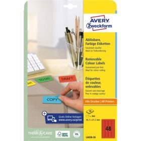   Avery univerzális visszaszedhető piros címke 45,7x21,2mm - L6038-20