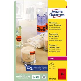   Avery visszaszedhető neon piros címke 99,1x38,1mm - L7263R-25