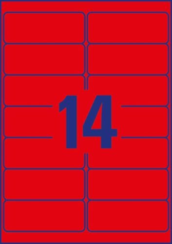 Avery visszaszedhető neon piros címke 99,1x38,1mm - L7263R-25