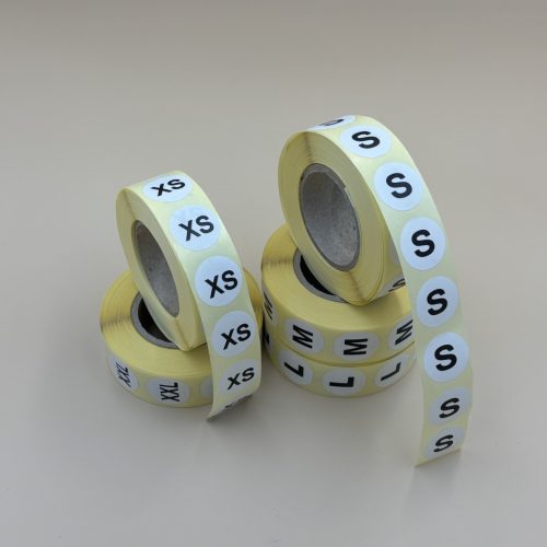 Méretjelző 20mm körcímke 1000 db/40gy - FEHÉR (XS,S,M,L,XL,XXL,3XL)