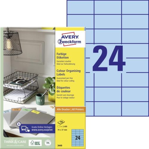 Avery univerzális címke - kék 70x37mm (3449)