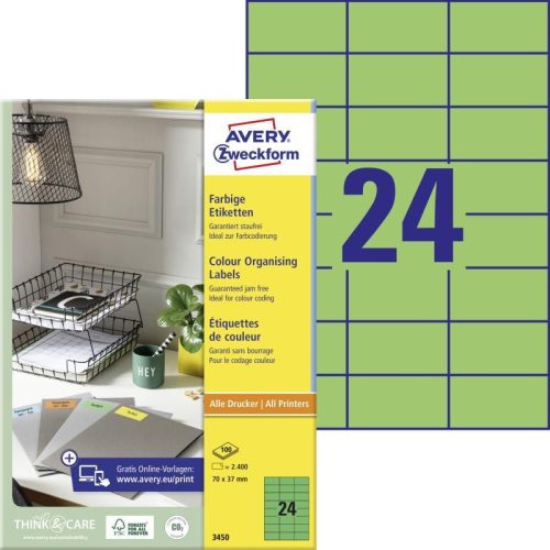Avery univerzális címke - zöld 70x37mm (3450)