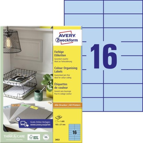 Avery univerzális címke - kék 105x37mm (3453)