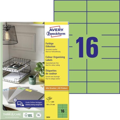 Avery univerzális címke - zöld 105x37mm (3454)