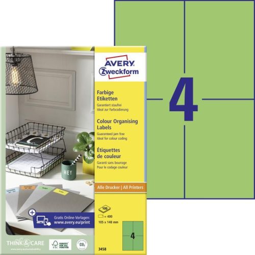 Avery univerzális címke - zöld 105x148mm (3458)