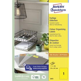Avery univerzális címke - sárga 210x297mm (3473)