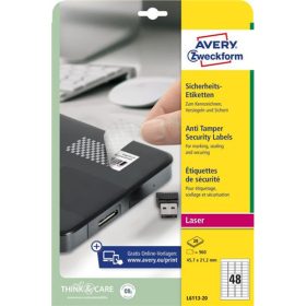 Avery biztonsági poliészter címke 45,7x21,2mm - L6113-20