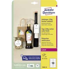   Avery függő karton címke sima élek vágott sarok 90x50mm (220g) - T2002-10