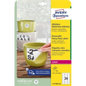   Avery visszaszedhető időjárásálló fehér poliészter címke 63,5x33,9mm - L4773REV-20