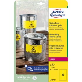   Avery időjárásálló sárga poliészter címke 99,1x139mm - L6127-20