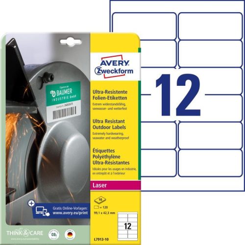 Avery ultra ellenálló címke 99,1x42,3mm (10 ív) - L7913-10