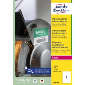 Avery ultra ellenálló címke 210x297mm (40 ív) - L7917-40