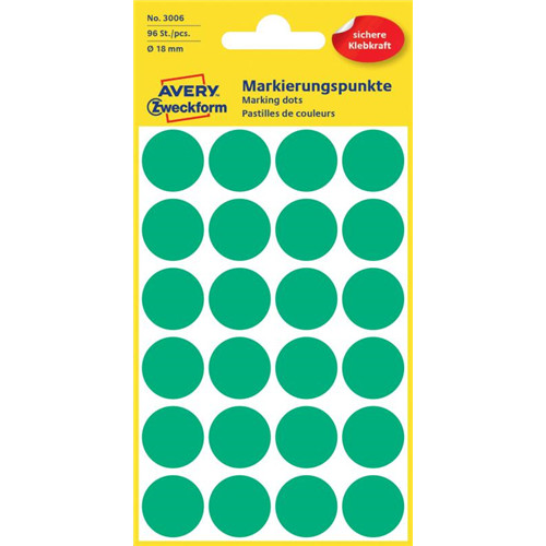 Avery öntapadó jelölő címke 18mm zöld (3006)