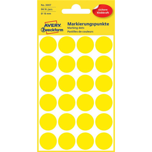 Avery öntapadó jelölő címke 18mm sárga (3007)