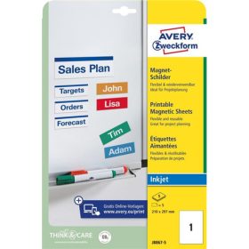 Avery nyomtatható mágnes lap 210x297mm -J8867-5