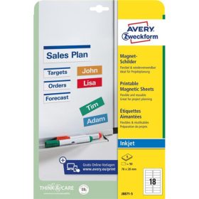 Avery nyomtatható mágnes lap 78x28mm - J8871-5