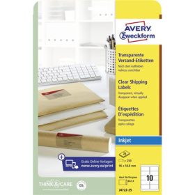 Avery átlátszó címzés címke 96x50,8mm - J4722-25