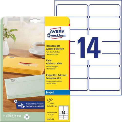 Avery átlátszó címzés címke 99, x38,1mm - J8563-25
