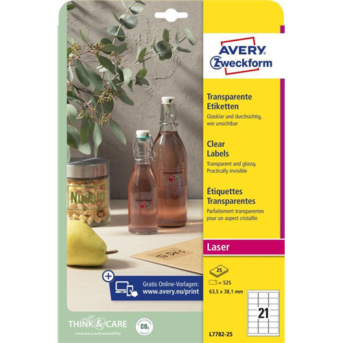 Avery víztiszta átlátszó címke 63,5x38,1mm - L7782-25