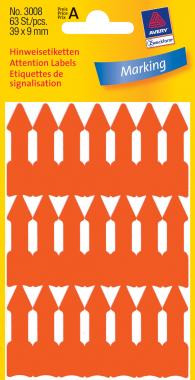 Avery NYÍL formájú címke neon piros 39x9mm (3008)