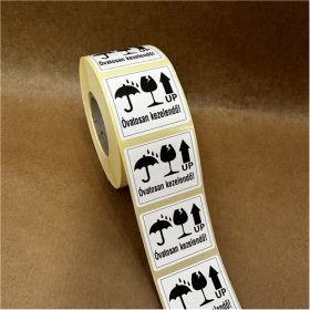   40x40mm THERMO címke 1000 db/40gy - TÖRÉKENY, Óvatosan kezelendő!