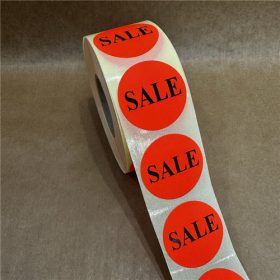   38mm körcímke neon PIROS címke 1000 db/40gy - SALE felirat