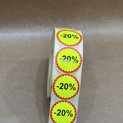 35mm FLASH körcímke 1500 db/40gy EGYEDI nyomat (-10%, -20%, -30%, -50%)