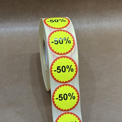 35mm FLASH körcímke 1500 db/40gy EGYEDI nyomat (-10%, -20%, -30%, -50%)