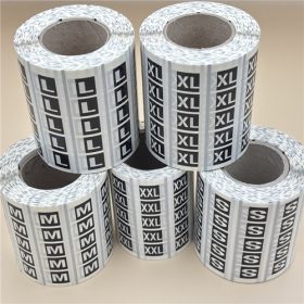   MÉRETJELZŐ 80x20mm átlátszó műanyag címke 500 db/40gy (XS,S,M,L,XL,2XL,3XL) - FEKETE keret