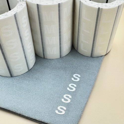 MÉRETJELZŐ 80x20mm átlátszó műanyag címke 500 db/40gy (XS,S,M,L,XL,2XL,3XL) - FEHÉR nyomat