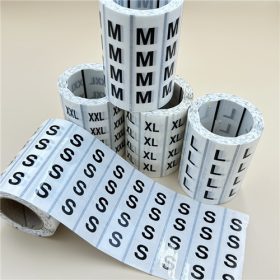   MÉRETJELZŐ 80x20mm átlátszó műanyag címke 500 db/40gy (XS,S,M,L,XL,2XL,3XL) - FEKETE nyomat