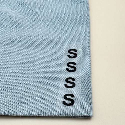 MÉRETJELZŐ 80x20mm átlátszó műanyag címke 500 db/40gy (XS,S,M,L,XL,2XL,3XL) - FEKETE nyomat