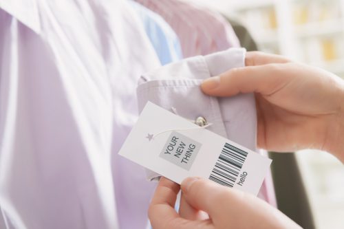 Bérnyomtatás- RUHA címke, kartoncímke  - fehér alapon - fekete nyomat 