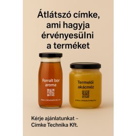   Bérnyomtatás  - átlátszó címkére - Méz címke  - EGYEDI CÍMKE nyomtatás