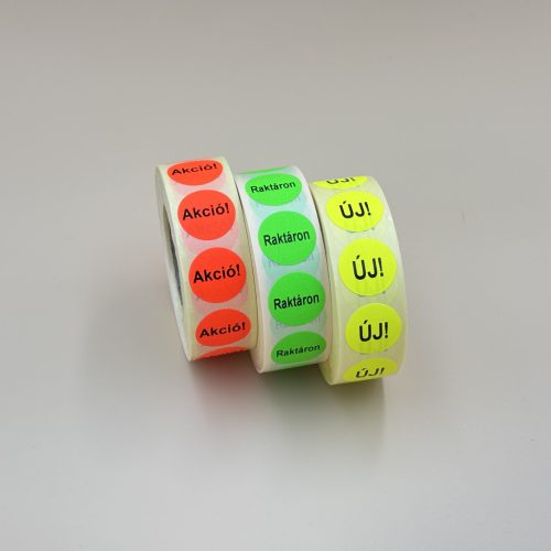 Bérnyomtatás - 38 mm színes körcímkére FLUO alapon - 1 szín fekete 