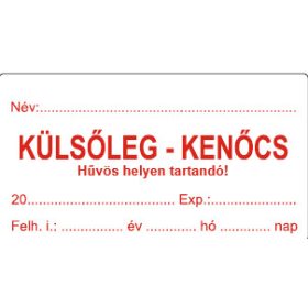   Gyógyszertári címke - KÜLSŐLEG-KENŐCS, Hűvös helyen tartandó! 70x38mm 1000 db/40gy