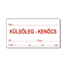   Gyógyszertári címke - KÜLSŐLEG-KENŐCS 70x38mm 1000 db/40gy