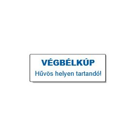   Gyógyszertári címke - VÉGBÉLKÚP, Hűvös helyen tartandó! 40x15mm 1000 db/40gy - KÉK