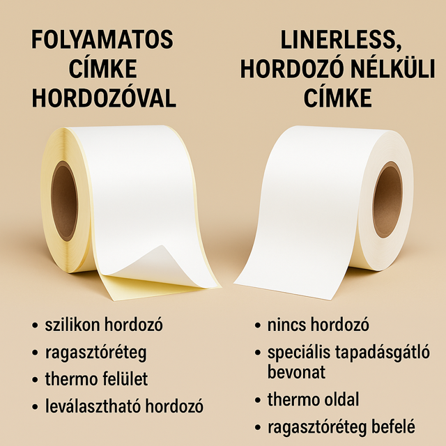LINERLESS hordozó nélküli CÍMKE